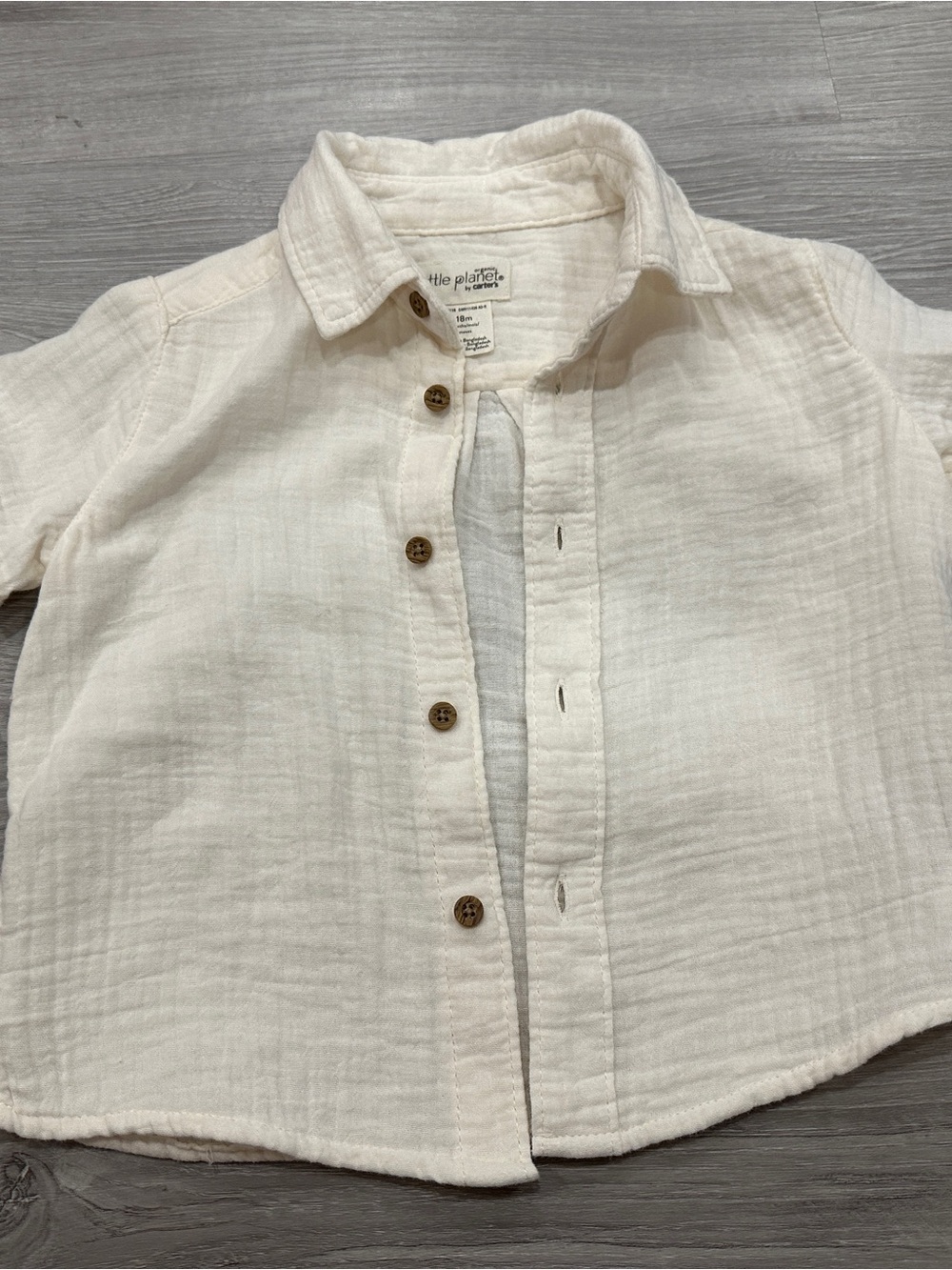 Carter's Little Planet 100% organic cotton Cream Button-Front Cotton Kids Shirt